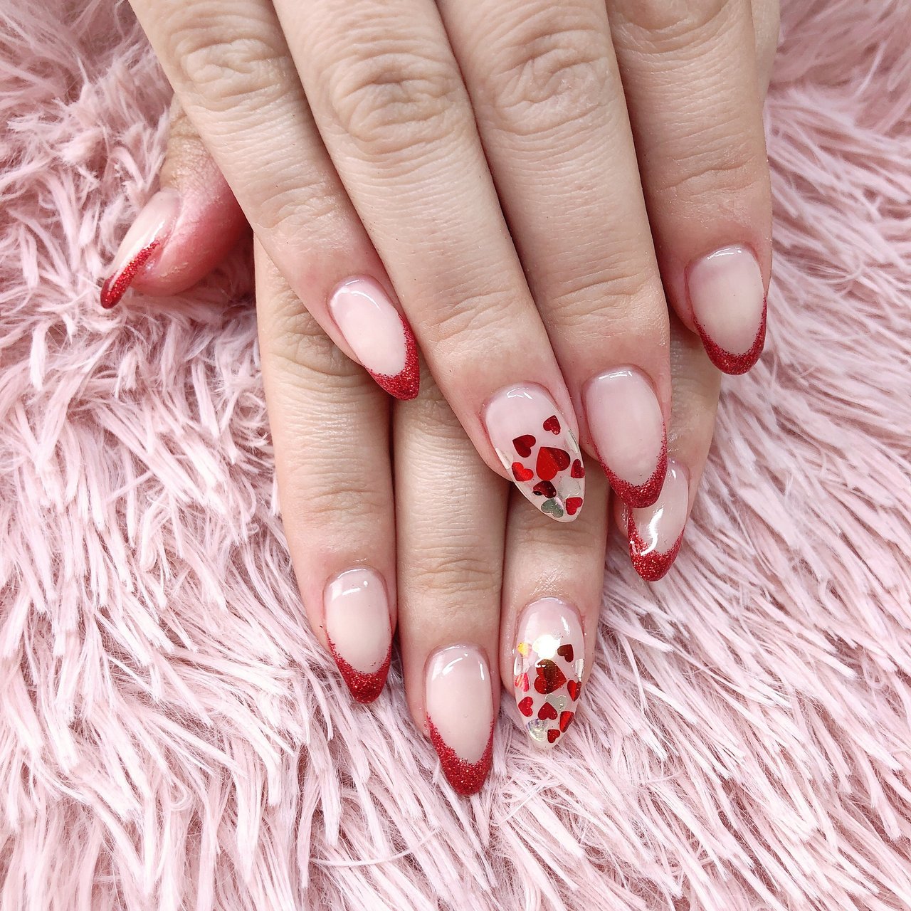 ハンド フレンチ ミディアム レッド ジェル Sakuraのネイルデザイン No ネイルブック