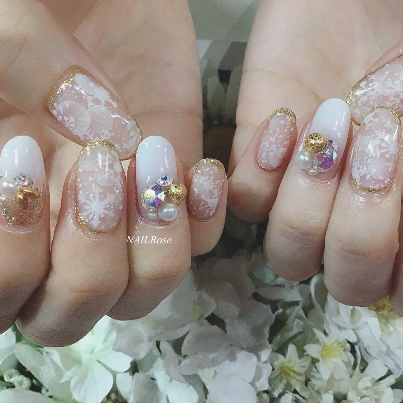 冬 お正月 パーティー ハンド グラデーション Nailrose恵比寿のネイルデザイン No ネイルブック