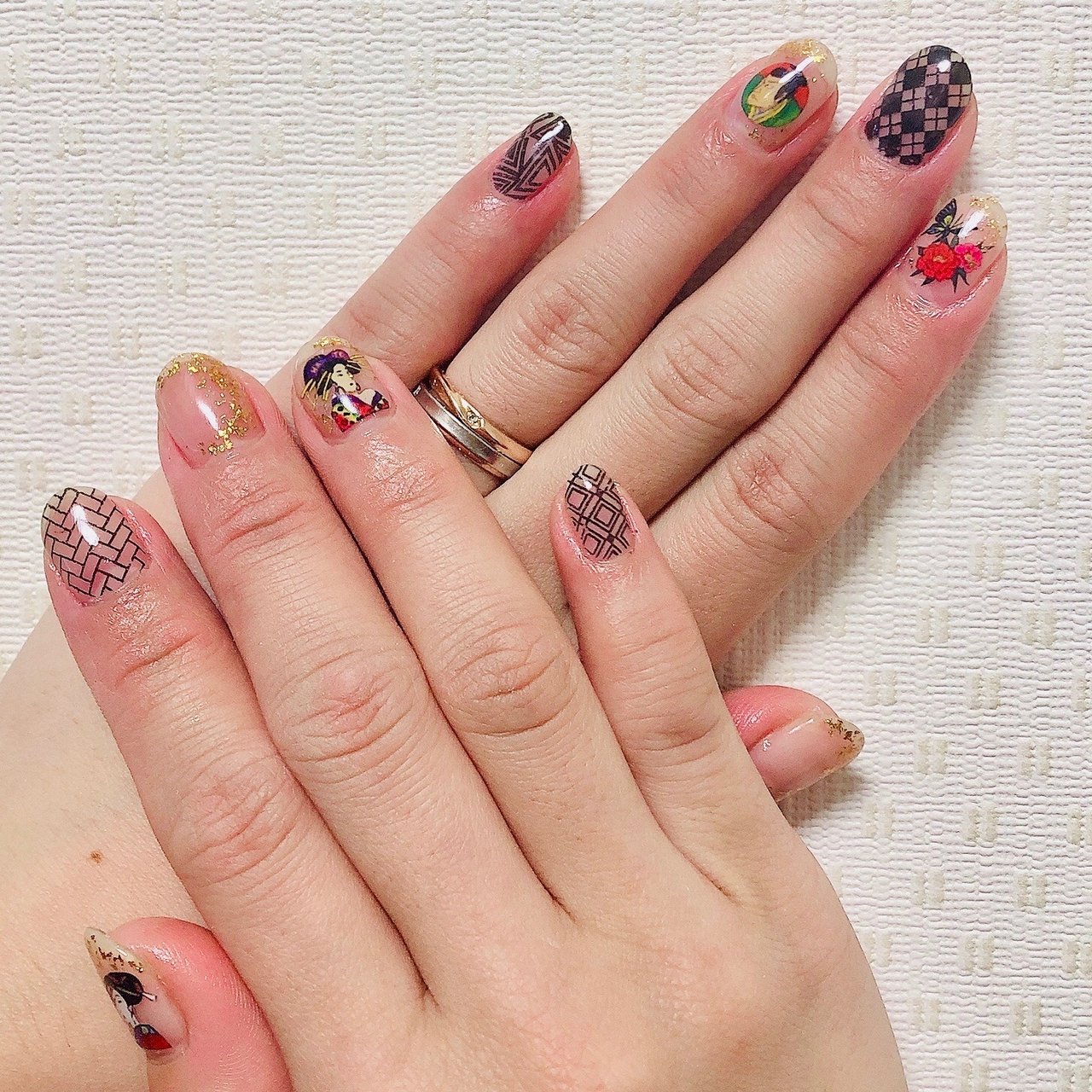 春 冬 パーティー ハンド チェック みかん のネイルデザイン No ネイルブック