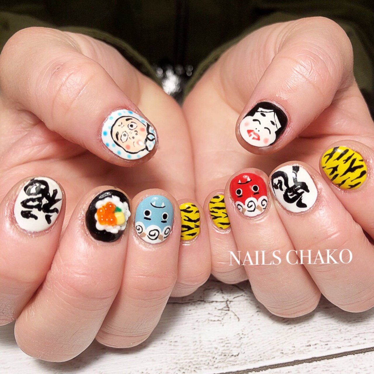 ハンド/アニマル柄/キャラクター/ショート/カラフル - NAILS CHAKOの