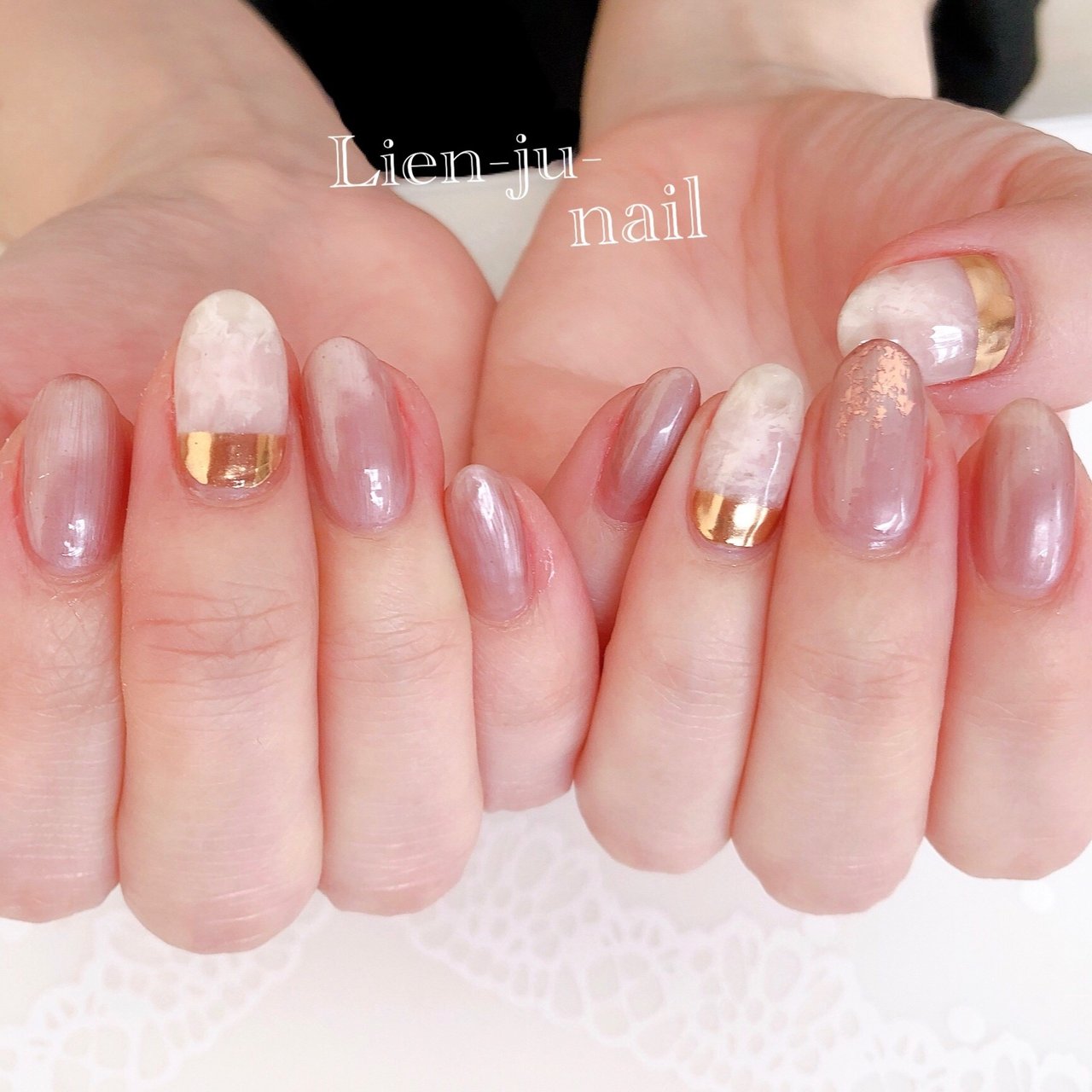 冬 ハンド ワンカラー ホイル マーブル Lien Ju Nailのネイルデザイン No ネイルブック