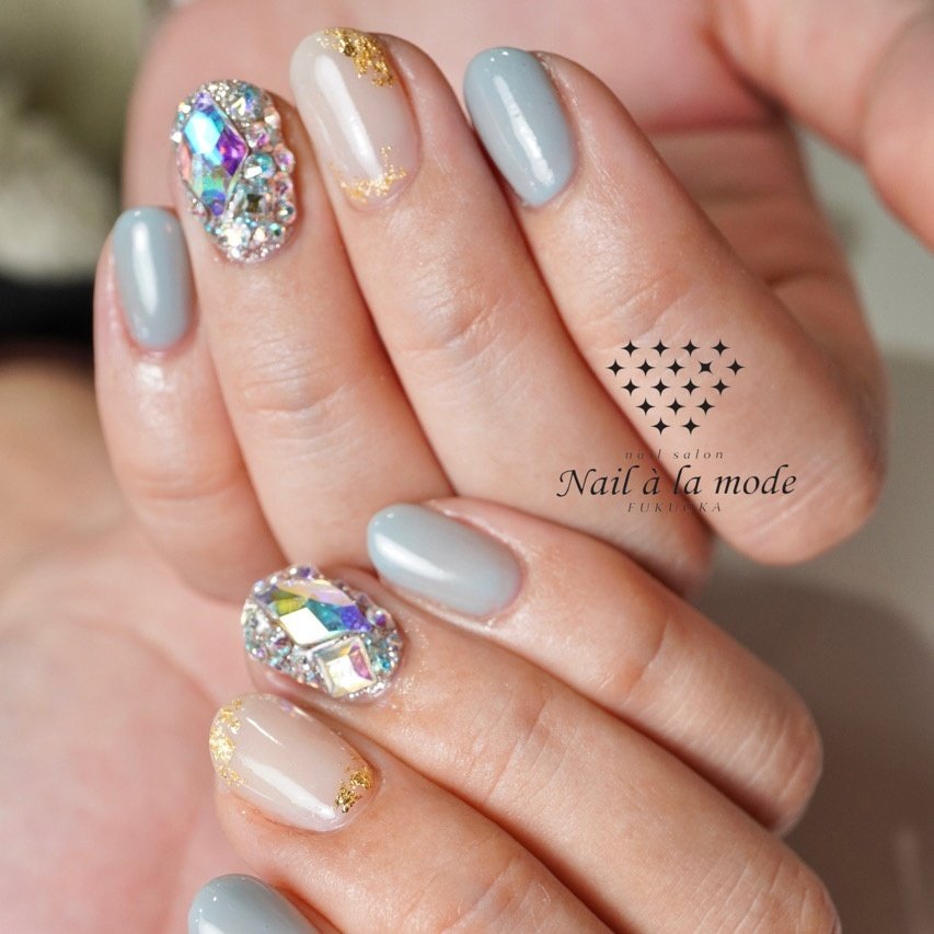 オールシーズン ハンド ワンカラー ビジュー デコ Nail Alamodeのネイルデザイン No ネイルブック