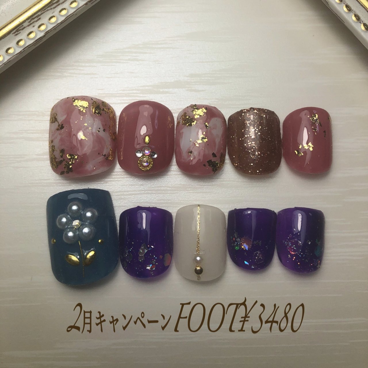 冬 オールシーズン バレンタイン フット ジェルネイル Aulii Nail Sakugawaのネイルデザイン No ネイルブック