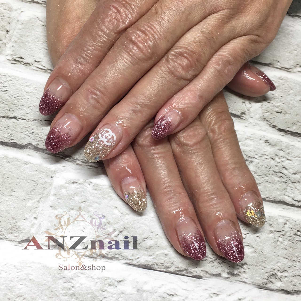 オールシーズン バレンタイン ハンド グラデーション ブランド柄 Anznail 旭川市ネイルサロン ネイリストあんず のネイル デザイン No ネイルブック