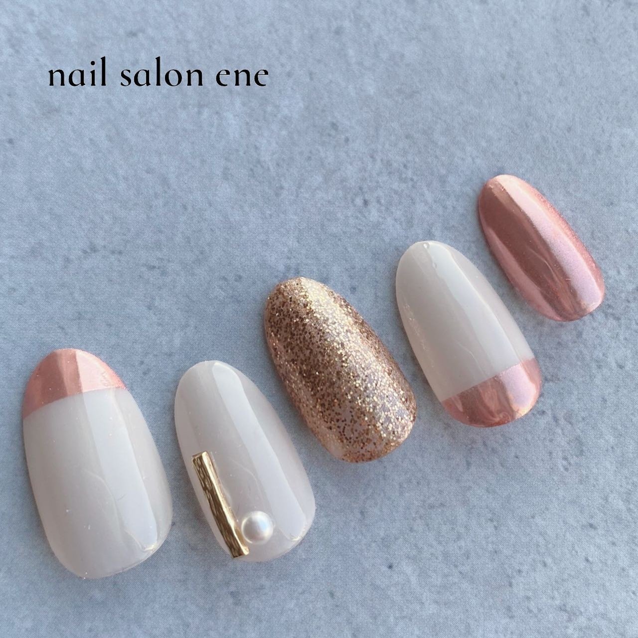 オールシーズン ハンド シンプル ラメ パール Nail Salon Ene エネ のネイルデザイン No ネイルブック