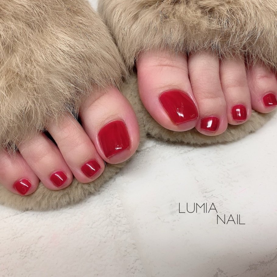 冬 オールシーズン フット シンプル ワンカラー Lumianailのネイルデザイン No ネイルブック