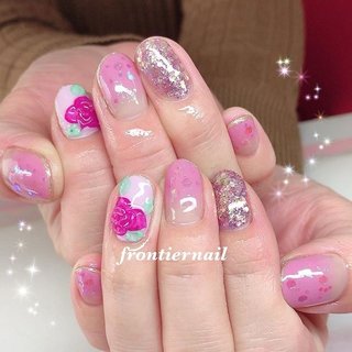 人気順 ショート 3dバラのネイルデザイン ネイルブック