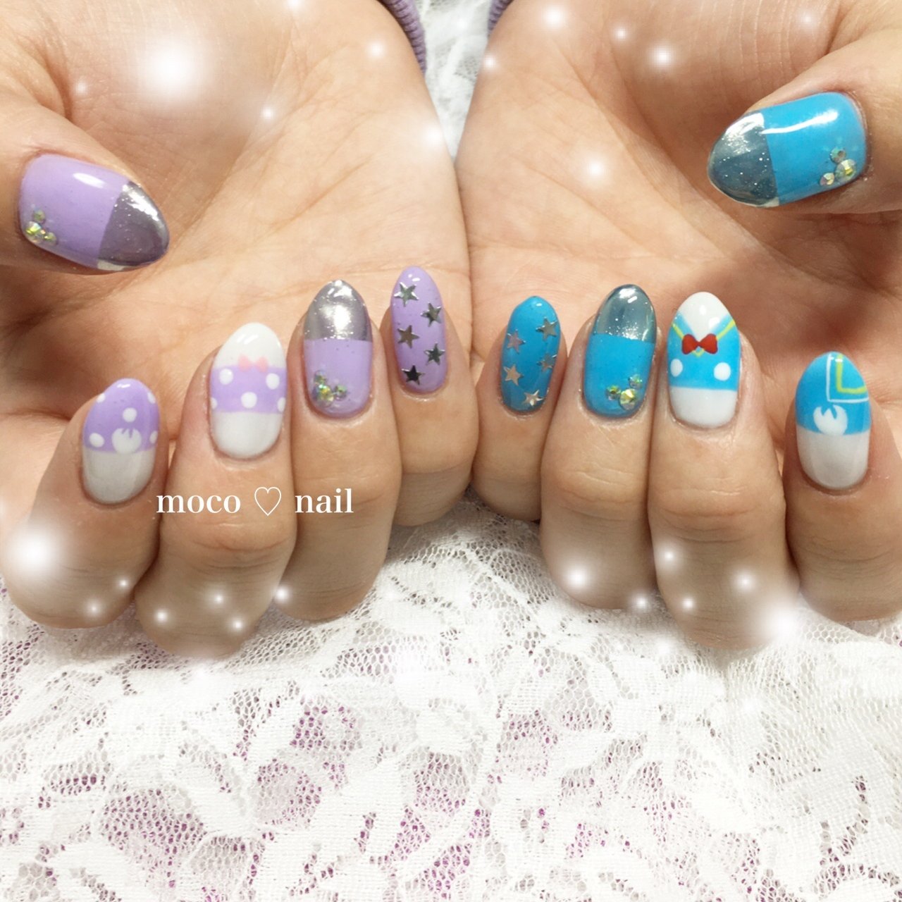 キャラクター 水色 パープル Moco Nailのネイルデザイン No ネイルブック