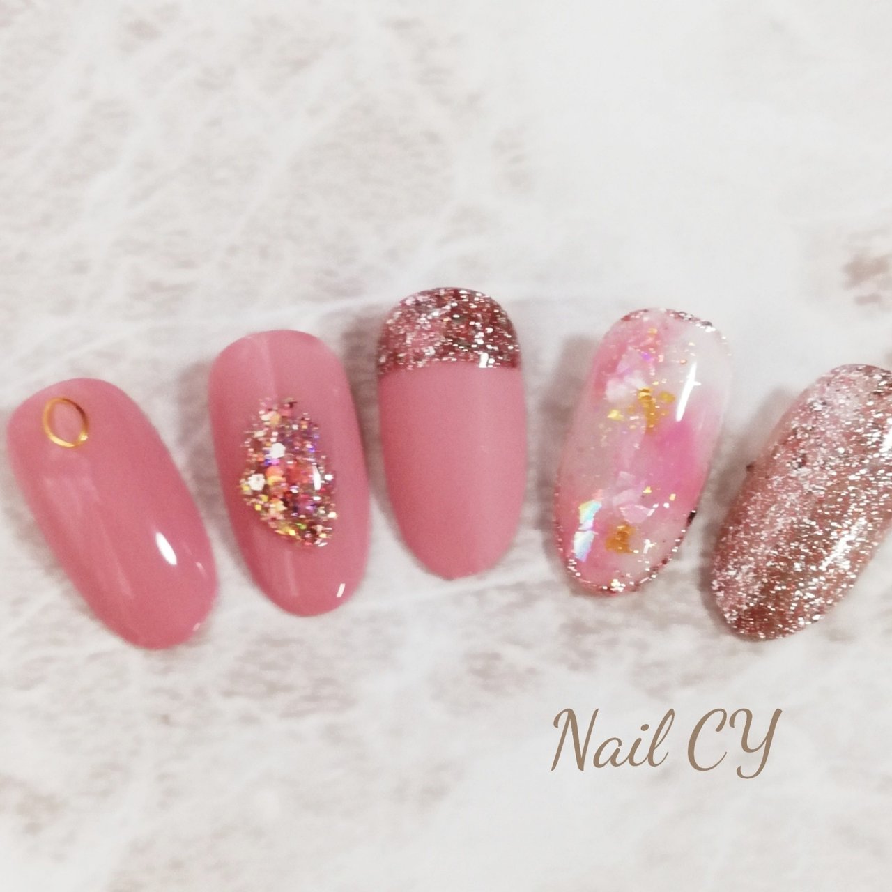 オールシーズン ハンド ピンク ジェル ネイルチップ Nail Cyのネイルデザイン No 5052399 ネイルブック