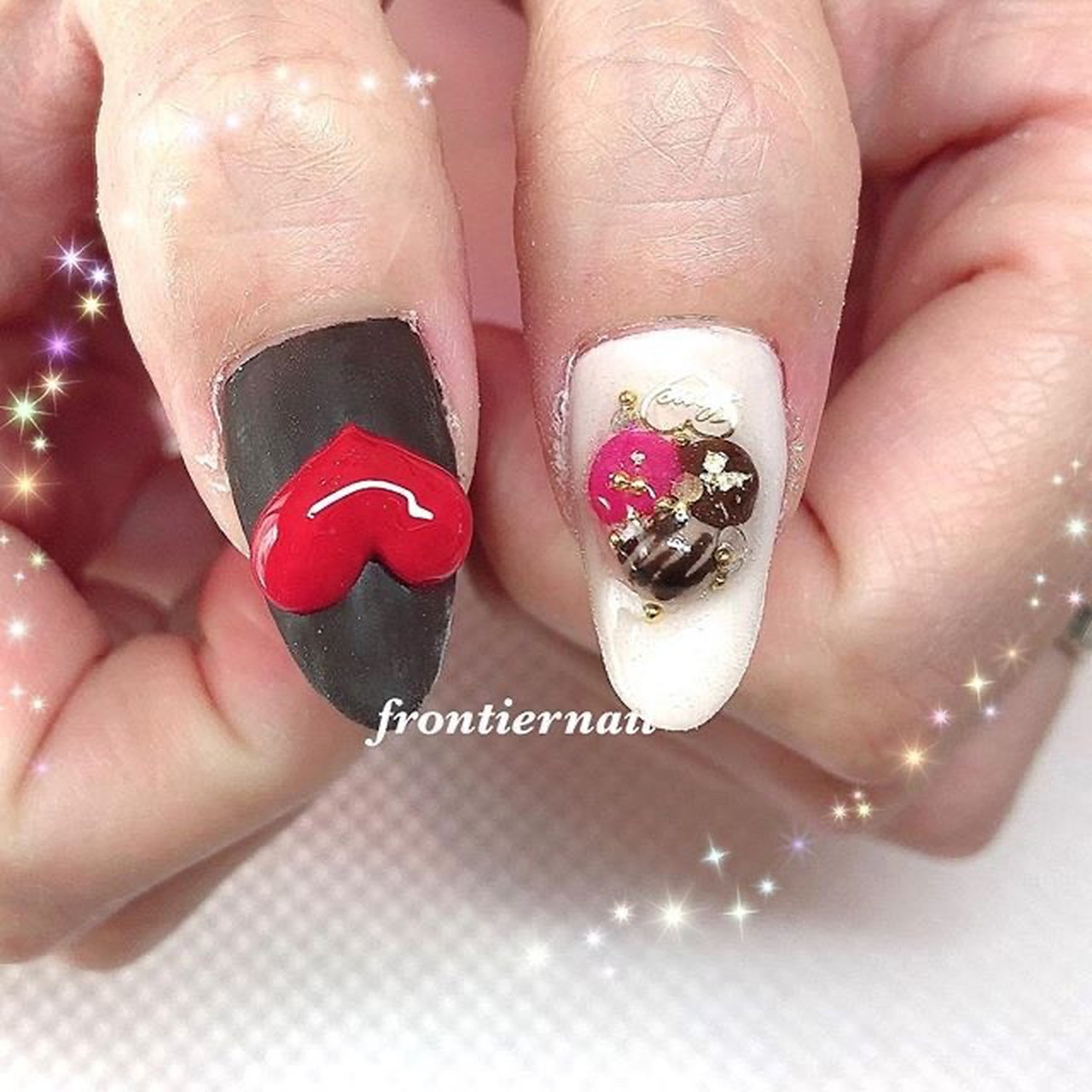 オールシーズン/バレンタイン/ハンド/ラメ/ハート - frontiernail