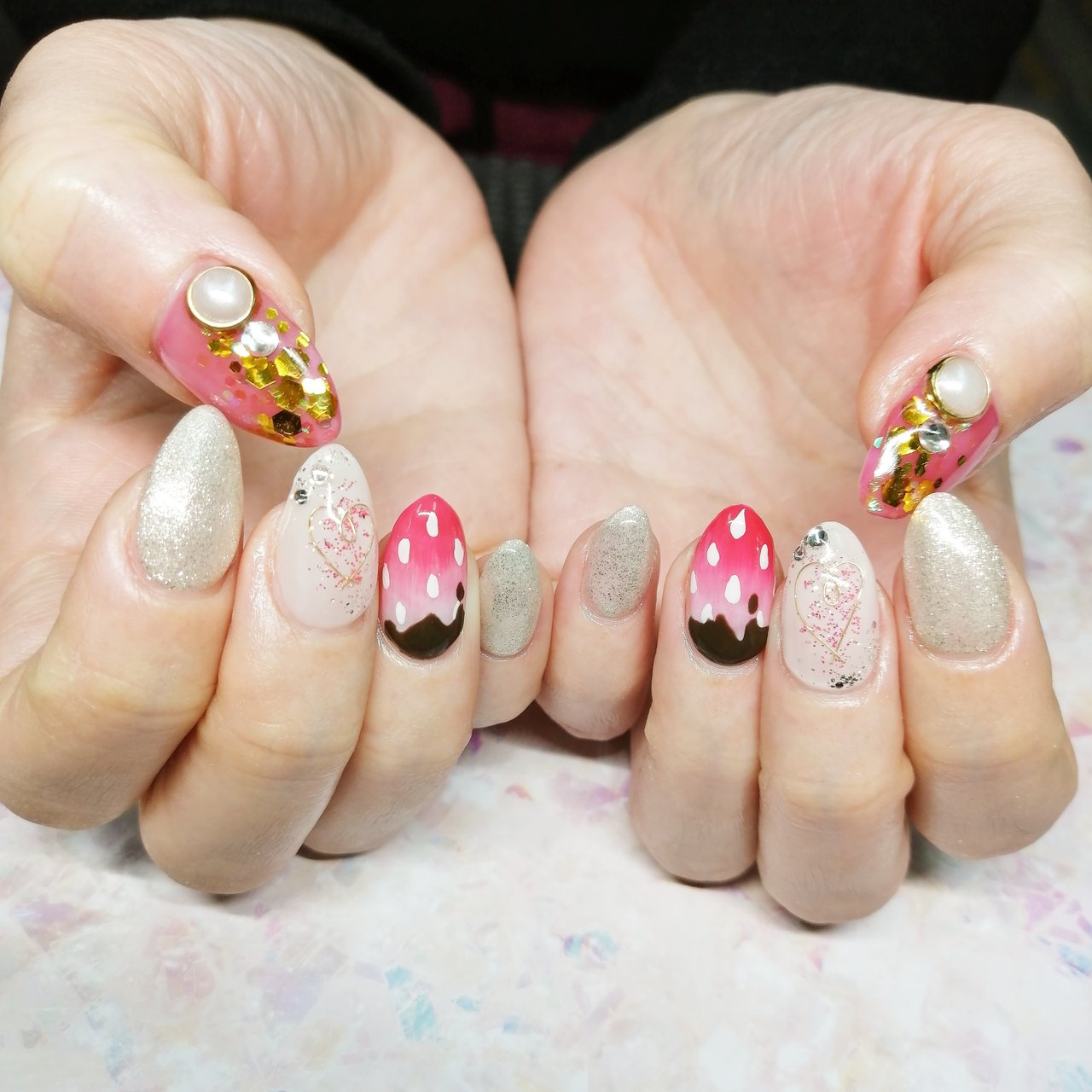 スイーツ フルーツ ワイヤー ミディアム ホワイト Nail Salon Anelaのネイルデザイン No ネイルブック