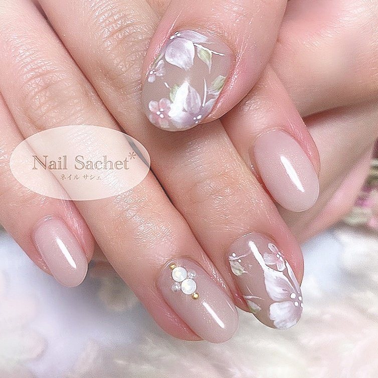 春 冬 オールシーズン ピンク グレージュ 東京nailsachet ネイルサシェのネイルデザイン No ネイルブック