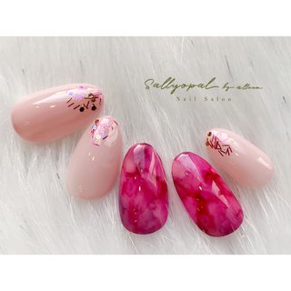 人気順 ピンク ネオンカラー 大理石ネイルのネイルデザイン ネイルブック