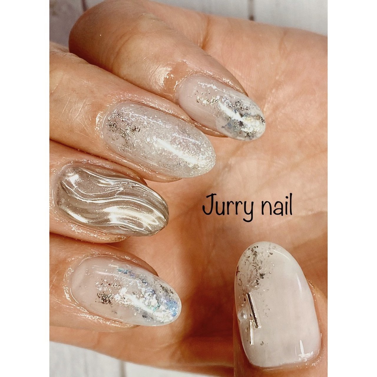 ホワイト/クリア/ジェルネイル - ジュリーネイルのネイル