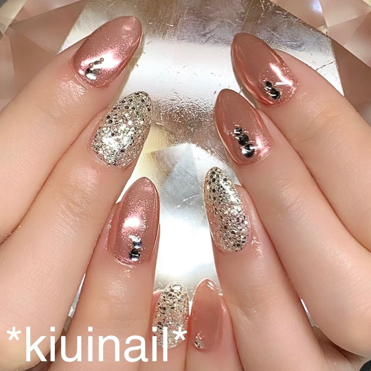 オールシーズン/ハンド/ラメ/ミラー/ロング - kiuinailのネイル