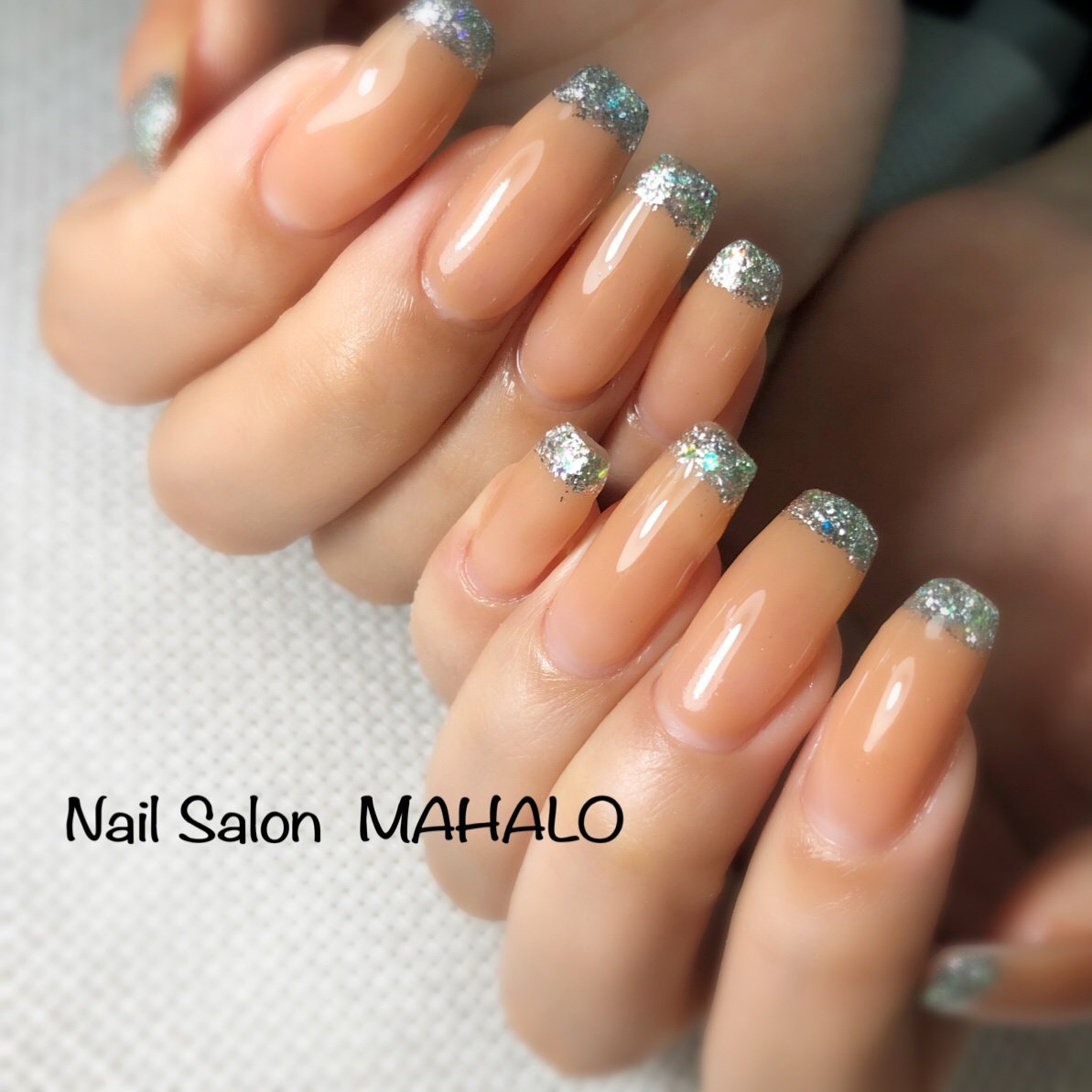 オールシーズン ハンド フレンチ ラメ ロング Mahalo1101 Nailの