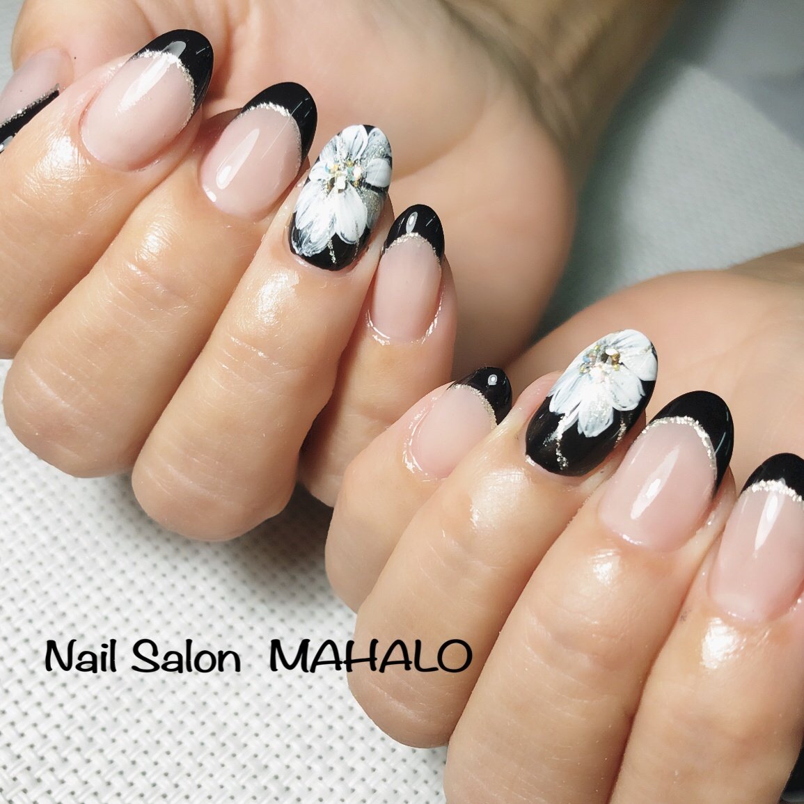 オールシーズン 成人式 ハンド フレンチ フラワー Mahalo1101 Nailの