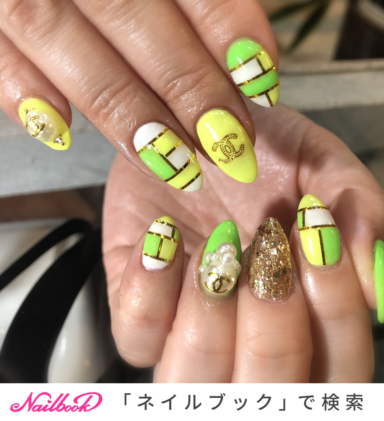 ハンド ブランド柄 ブロック ミディアム ネオンカラー 宮城県 石巻 ロージーネイル Rosy Nail Pupuu Rosyのネイルデザイン No ネイルブック