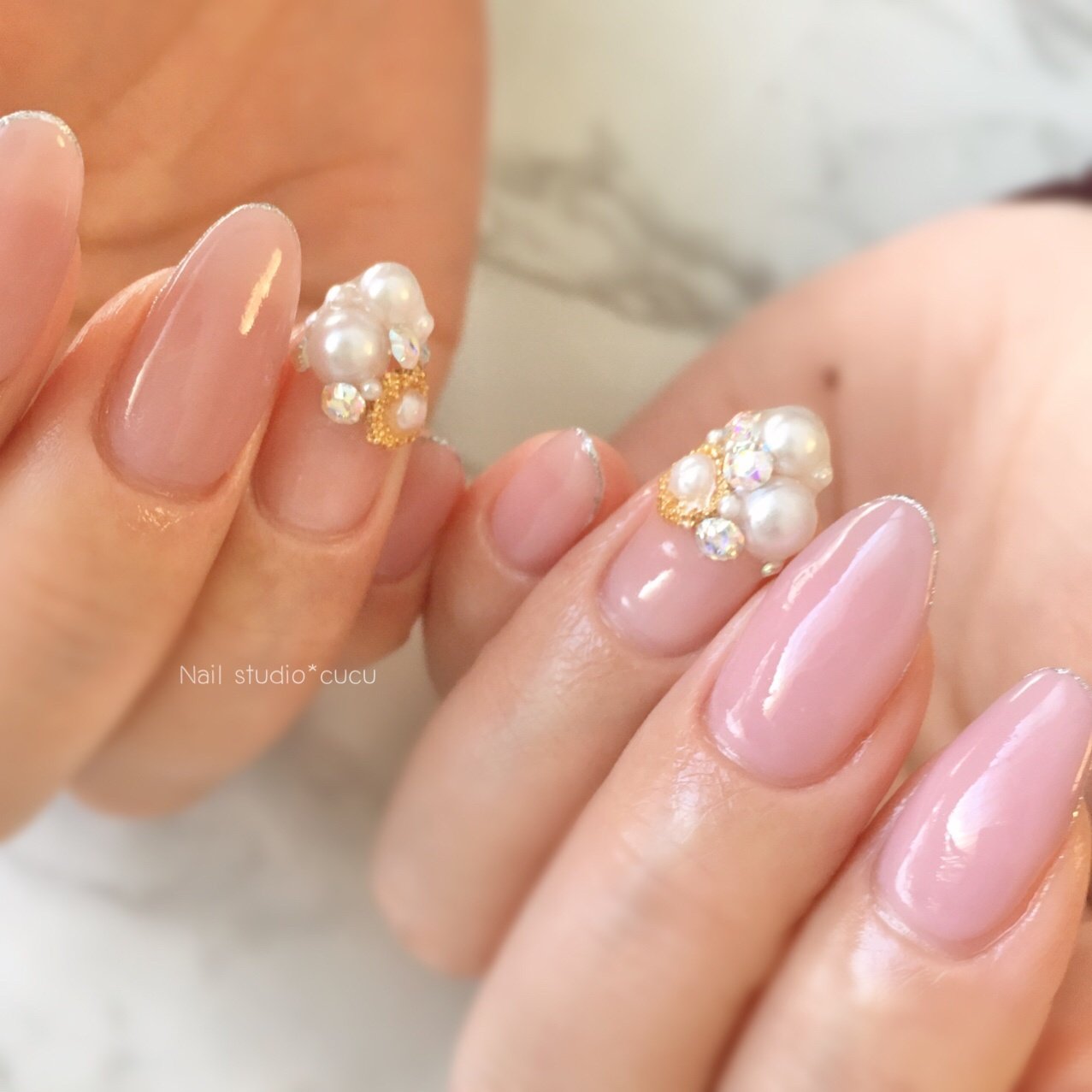 ハンド シンプル ワンカラー パール ミディアム Nail Studio Cucuのネイルデザイン No ネイルブック