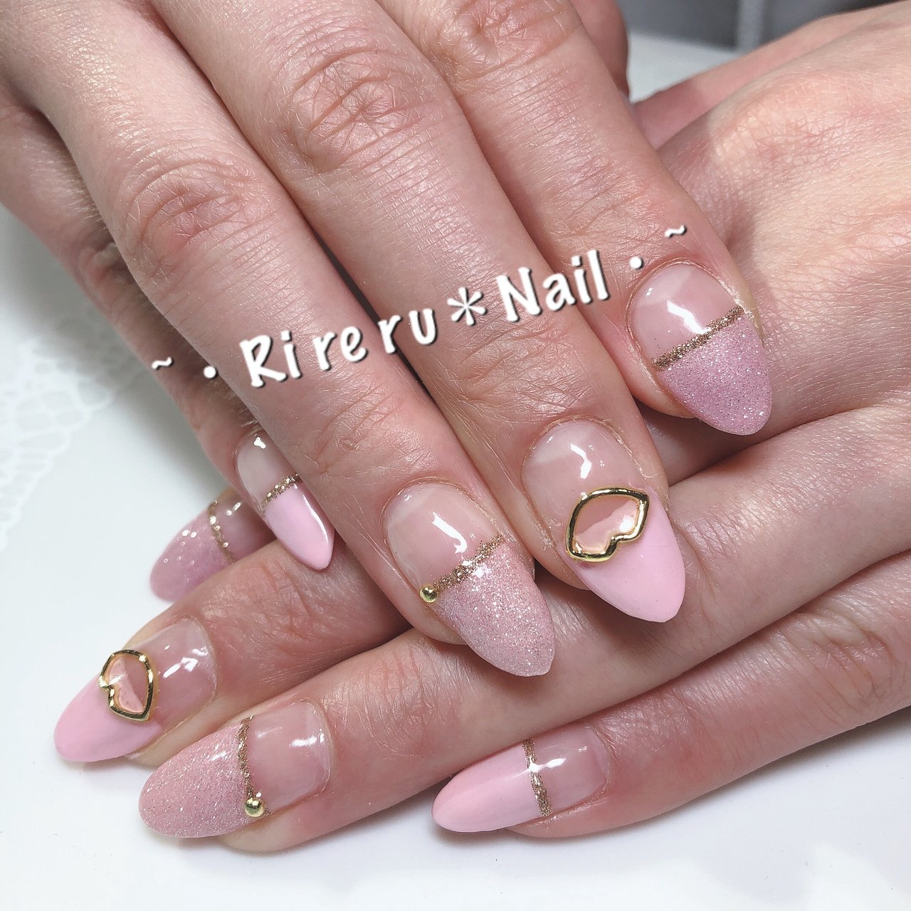 冬 バレンタイン ハンド 変形フレンチ ミディアム Ri Re Ru Nail リレル ネイルのネイルデザイン No ネイル ブック