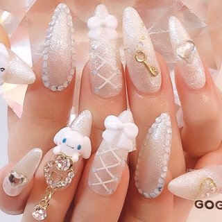 3dネイルパーツ ネイル ハート リボン シナモロール シナモン ネイルパーツ