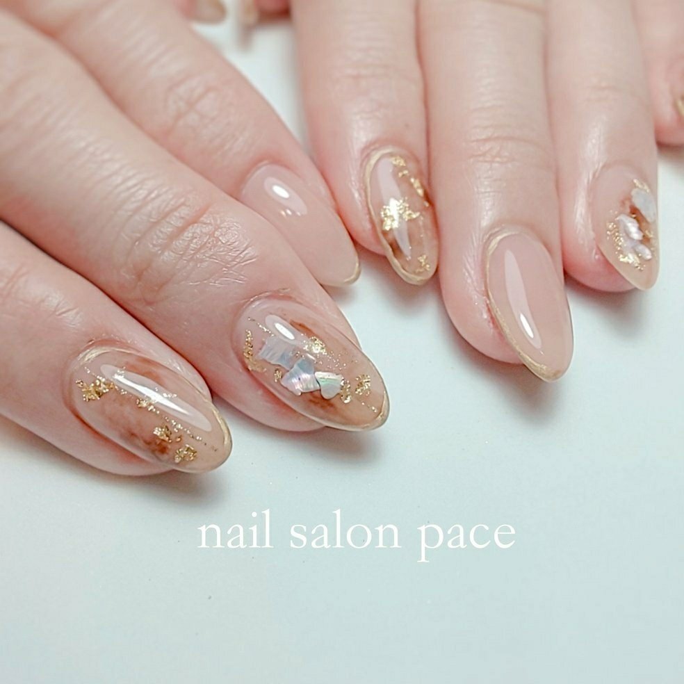 冬 オールシーズン シェル ニュアンス ベージュ Nail Salon Paceのネイルデザイン No ネイルブック