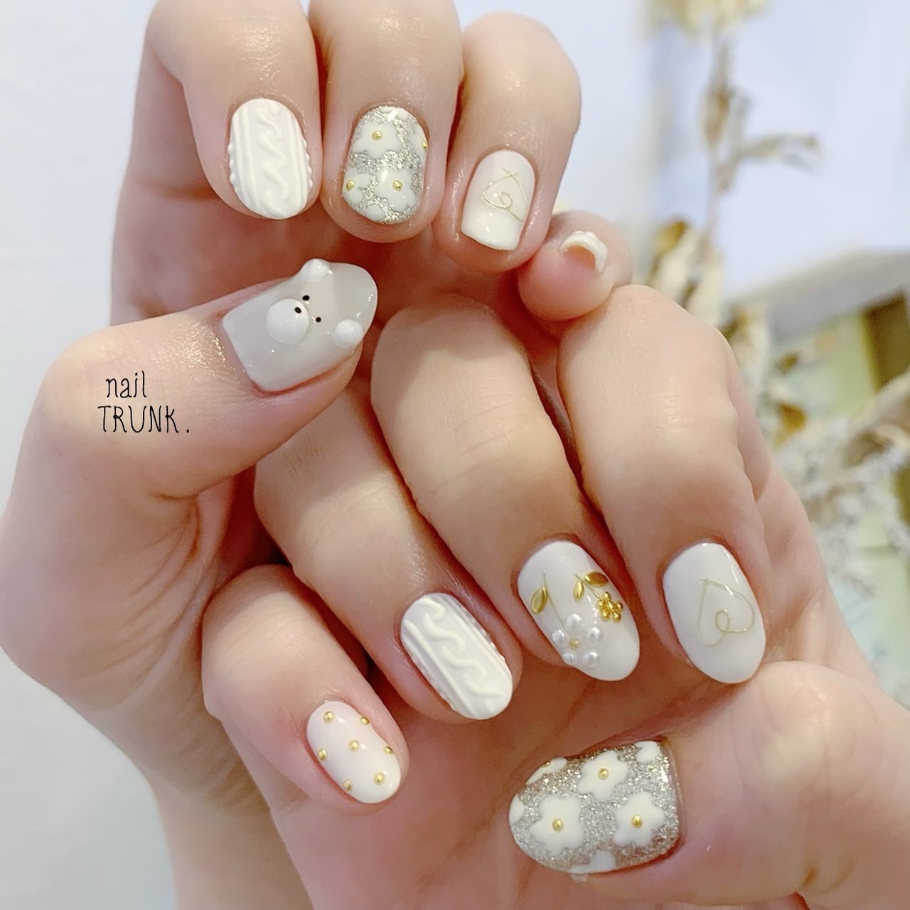 冬 ハンド キャラクター ニット ワイヤー Nail Trunkのネイルデザイン No ネイルブック