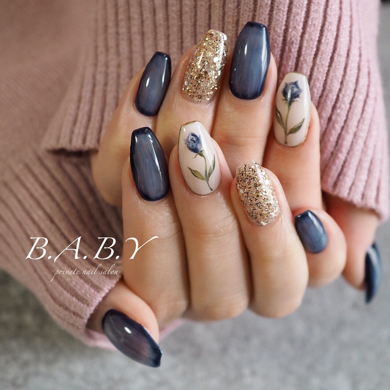 春 冬 オールシーズン ハンド フラワー B A B Y Nail Emiのネイルデザイン No ネイルブック