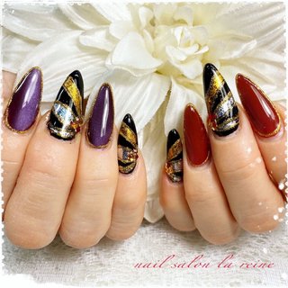 パープル ブラック ゴージャスネイルのネイルデザイン ネイルブック