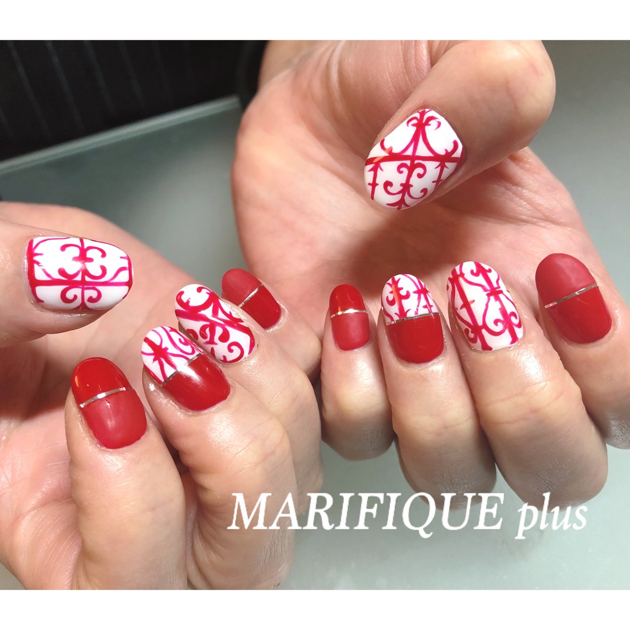 冬 オールシーズン ハンド ワンカラー ジオメトリック Nailsalon Marifique Plusのネイルデザイン No ネイルブック