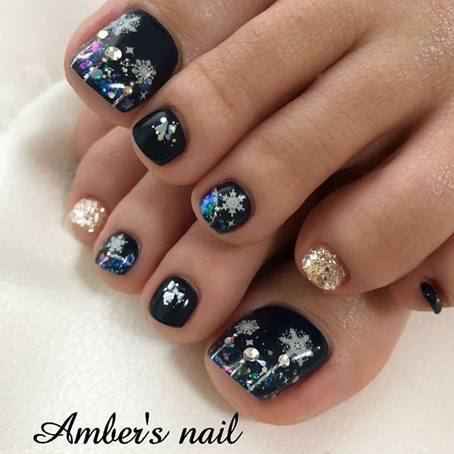 冬 デート 女子会 フット ホログラム Amber S Nail アンバーズネイルのネイルデザイン No ネイルブック