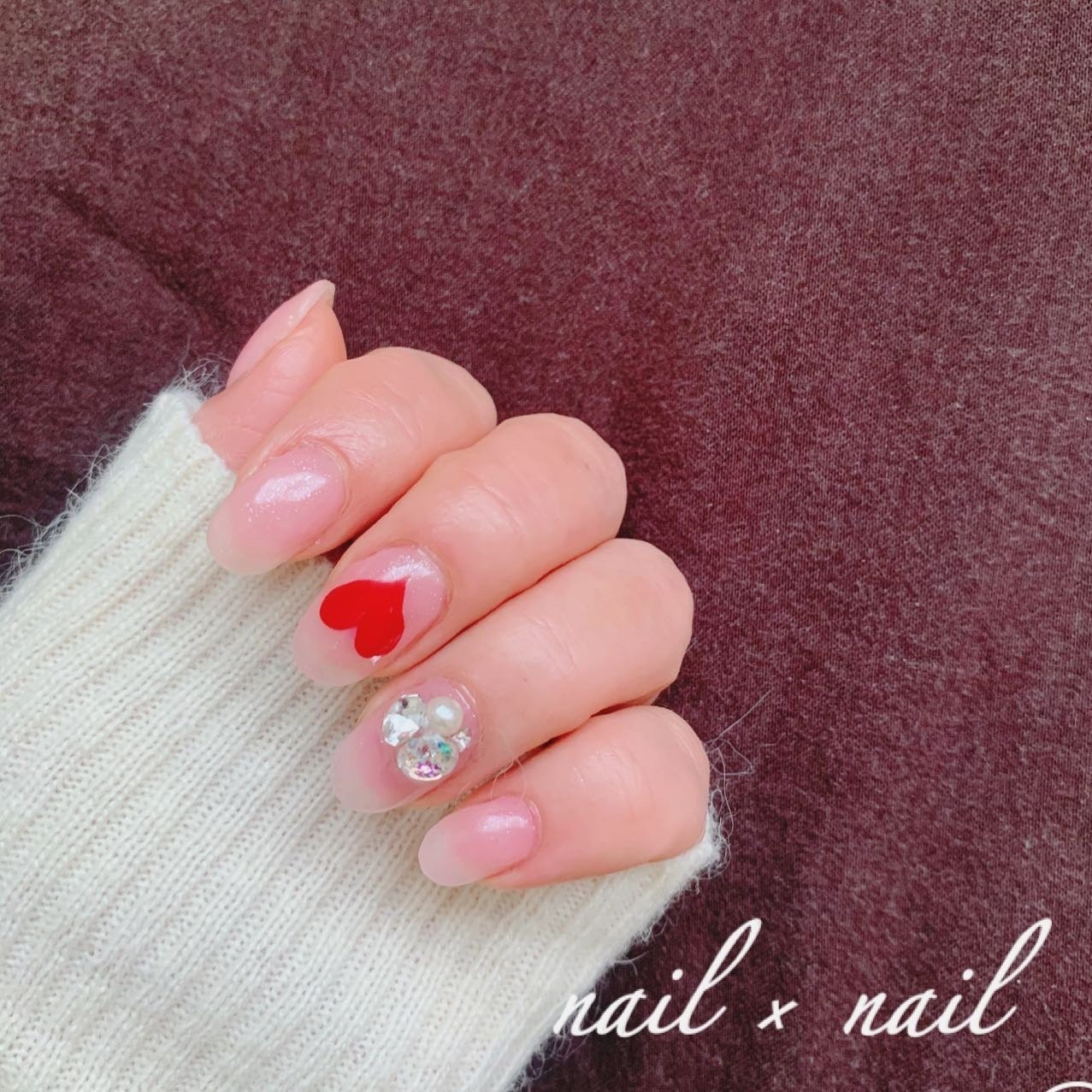 ハンド シンプル ビジュー ハート ショート Nail Nailのネイルデザイン No ネイルブック