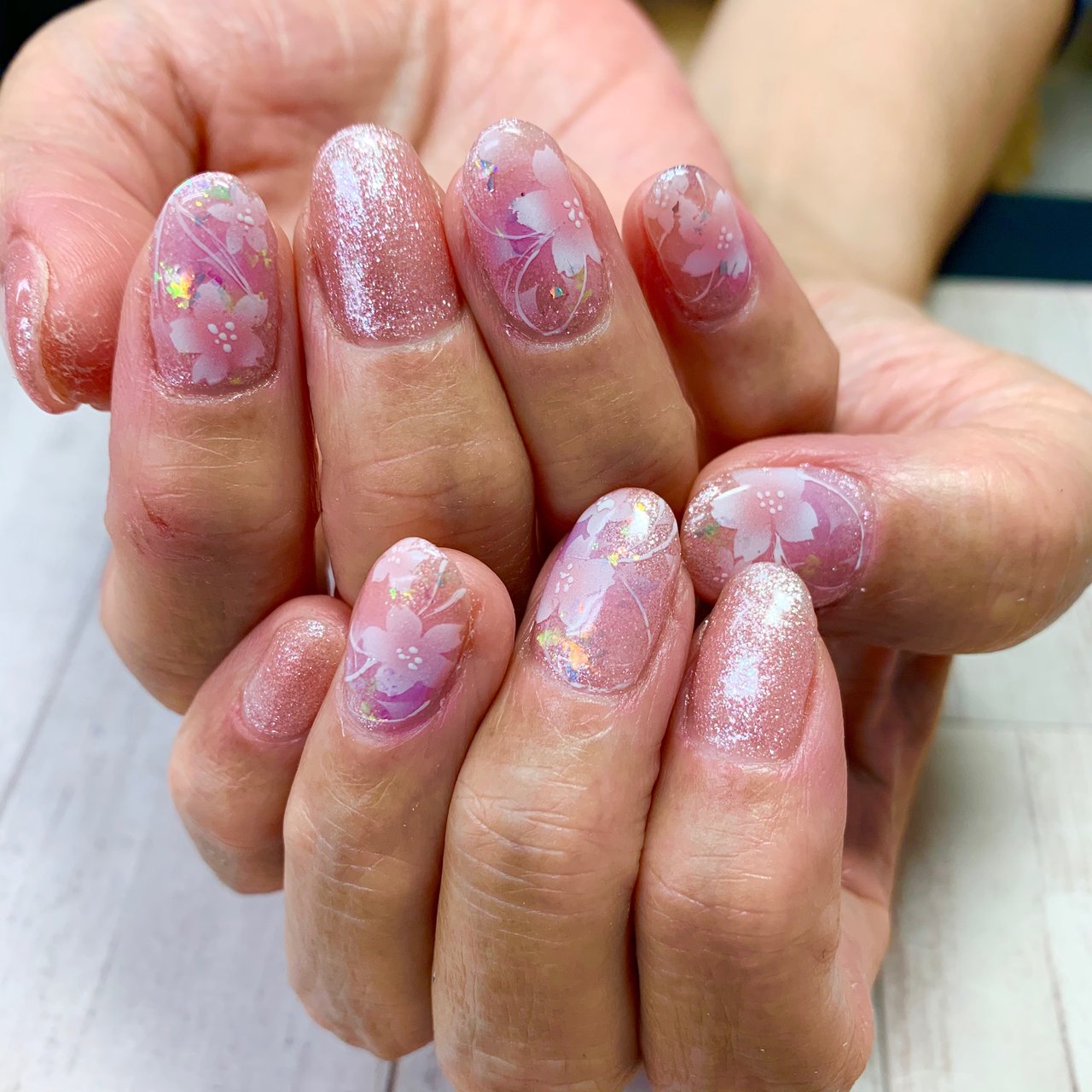 春 ハンド フラワー ショート ピンク Cheril Nailのネイルデザイン No ネイルブック