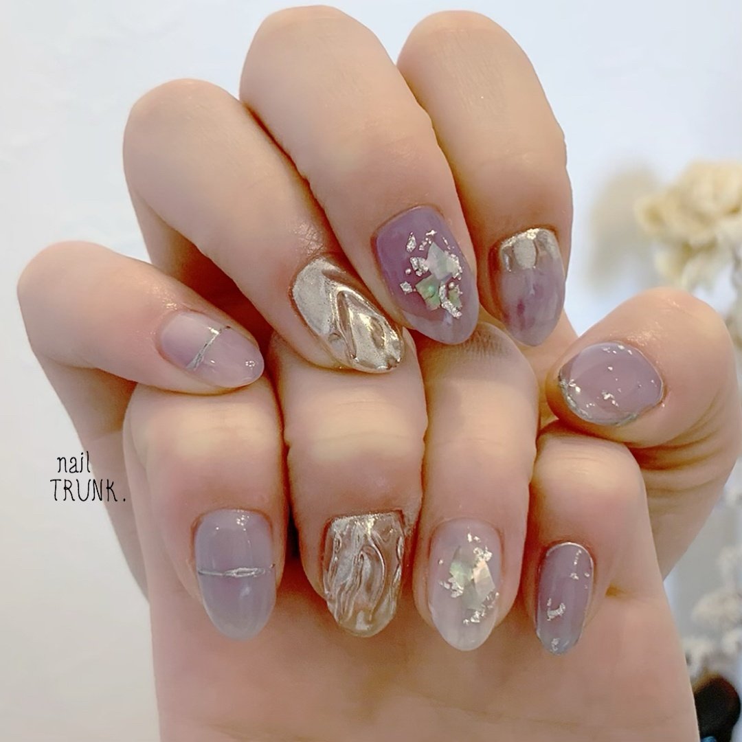 春 ハンド シェル ニュアンス ミラー Nail Trunkのネイルデザイン No ネイルブック