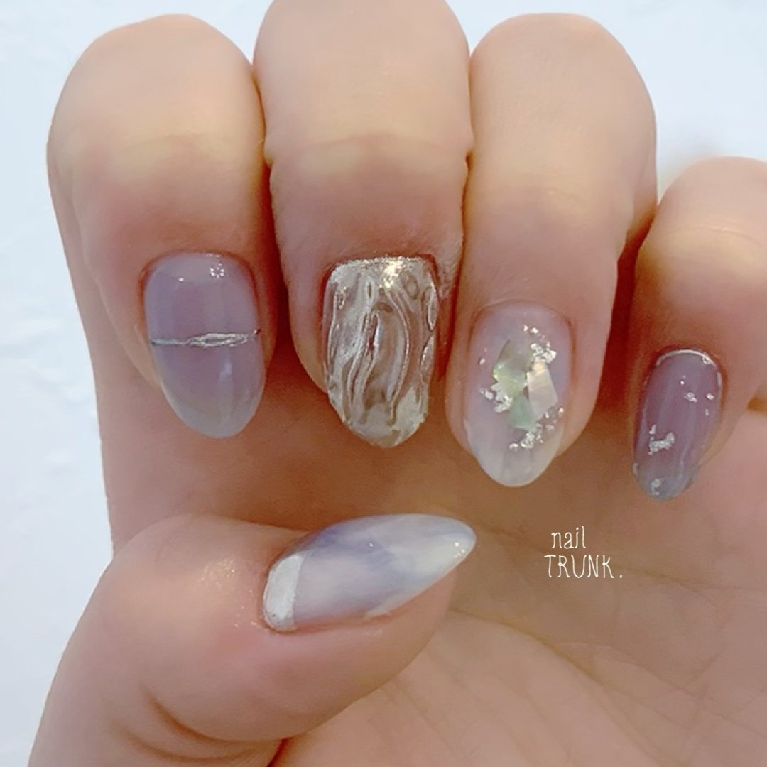 春 ハンド シェル ニュアンス ミラー Nail Trunkのネイルデザイン No ネイルブック