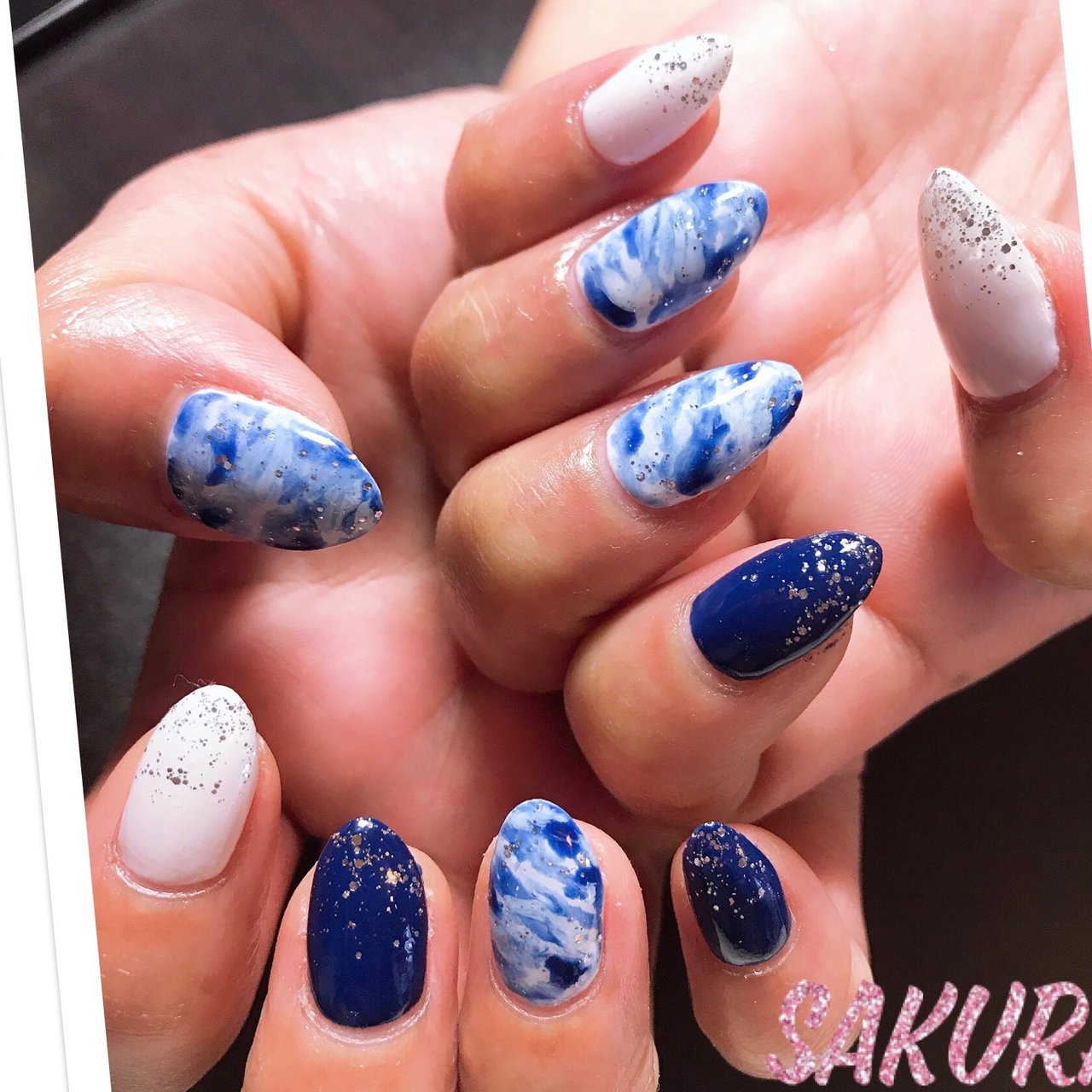 オールシーズン ハンド ワンカラー マーブル ミディアム Nailsalonsakuraのネイルデザイン No ネイルブック