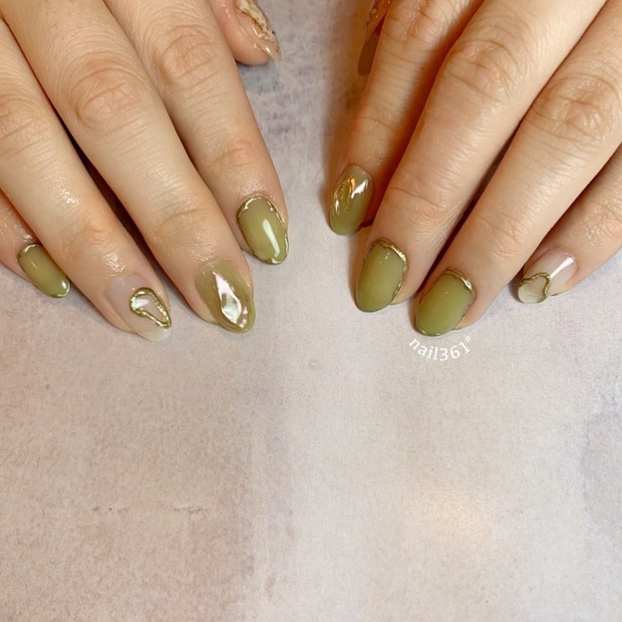 ハンド ショート グリーン ジェルネイル お客様 Mem のネイルデザイン No ネイルブック