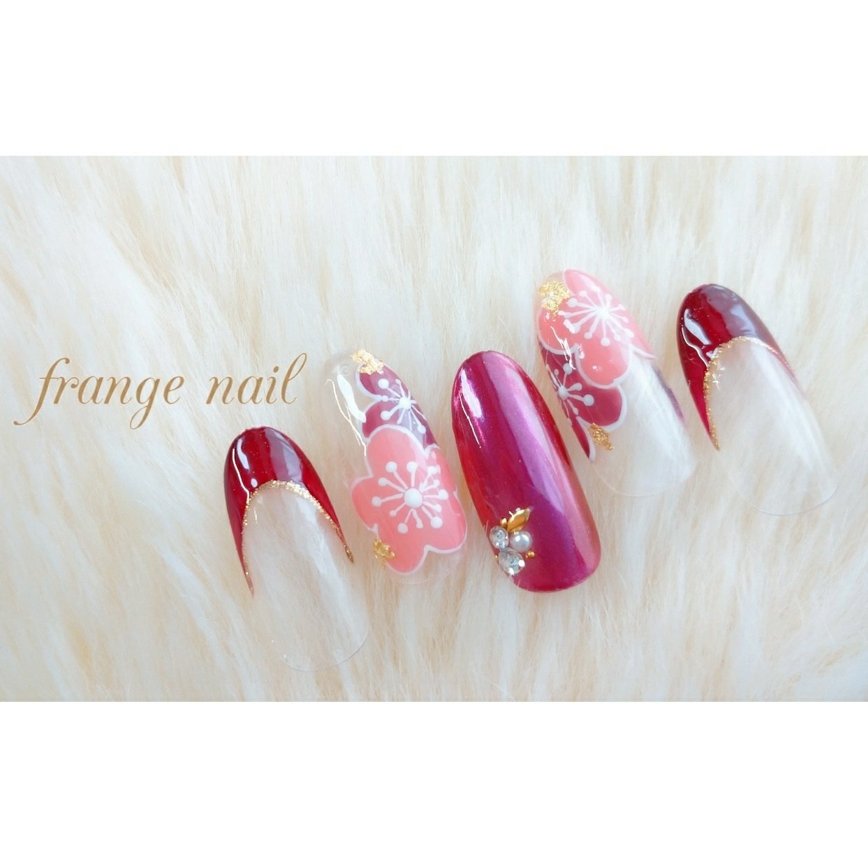 春 ハンド フレンチ フラワー ピンク Frange Nailのネイルデザイン No ネイルブック
