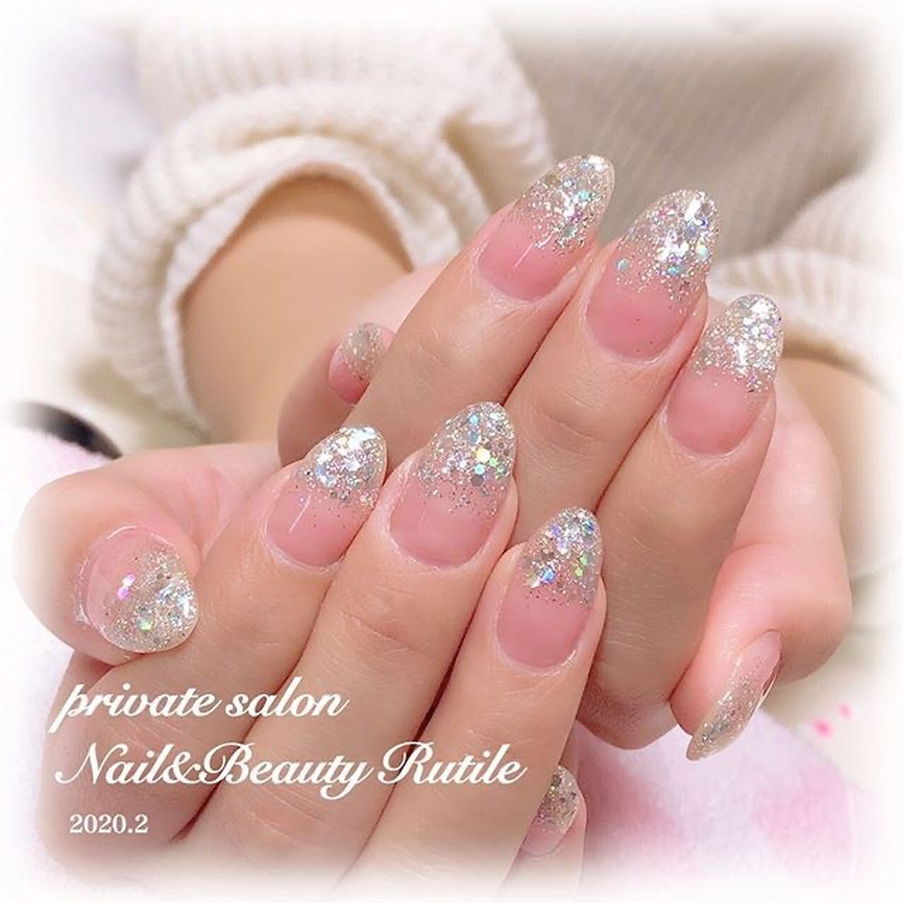 グラデーション ホログラム ラメ ピンク シルバー Nail Beautyrutile Risaのネイルデザイン No ネイル ブック