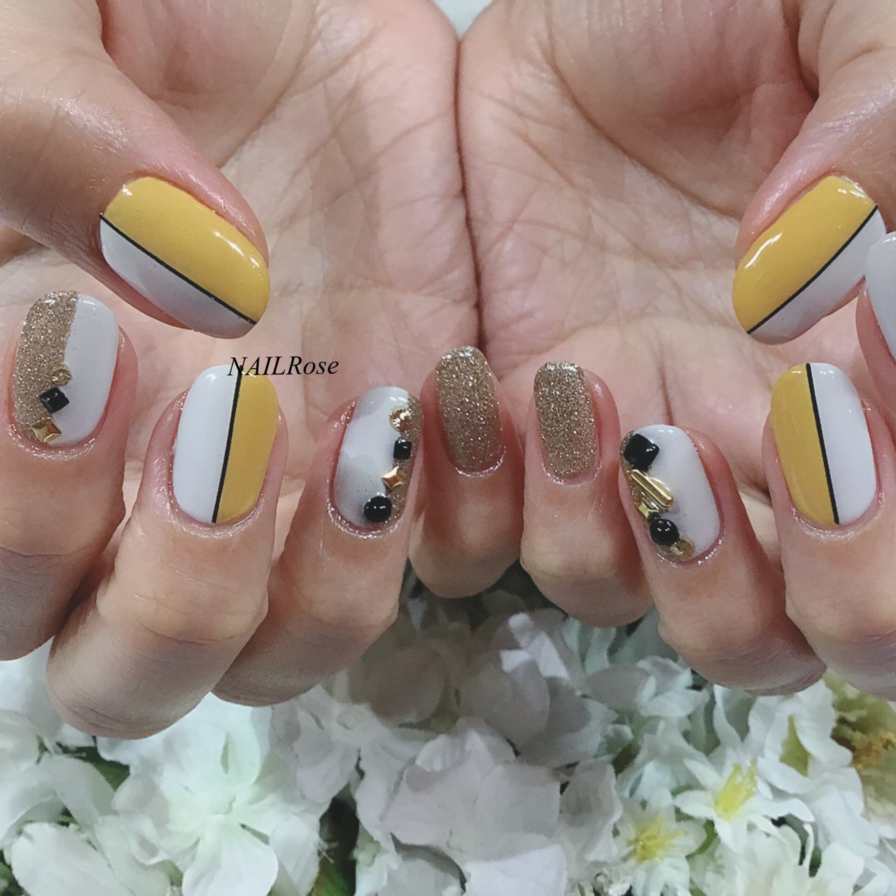 オールシーズン オフィス ハンド フレンチ ラメ Nailrose恵比寿のネイルデザイン No ネイルブック