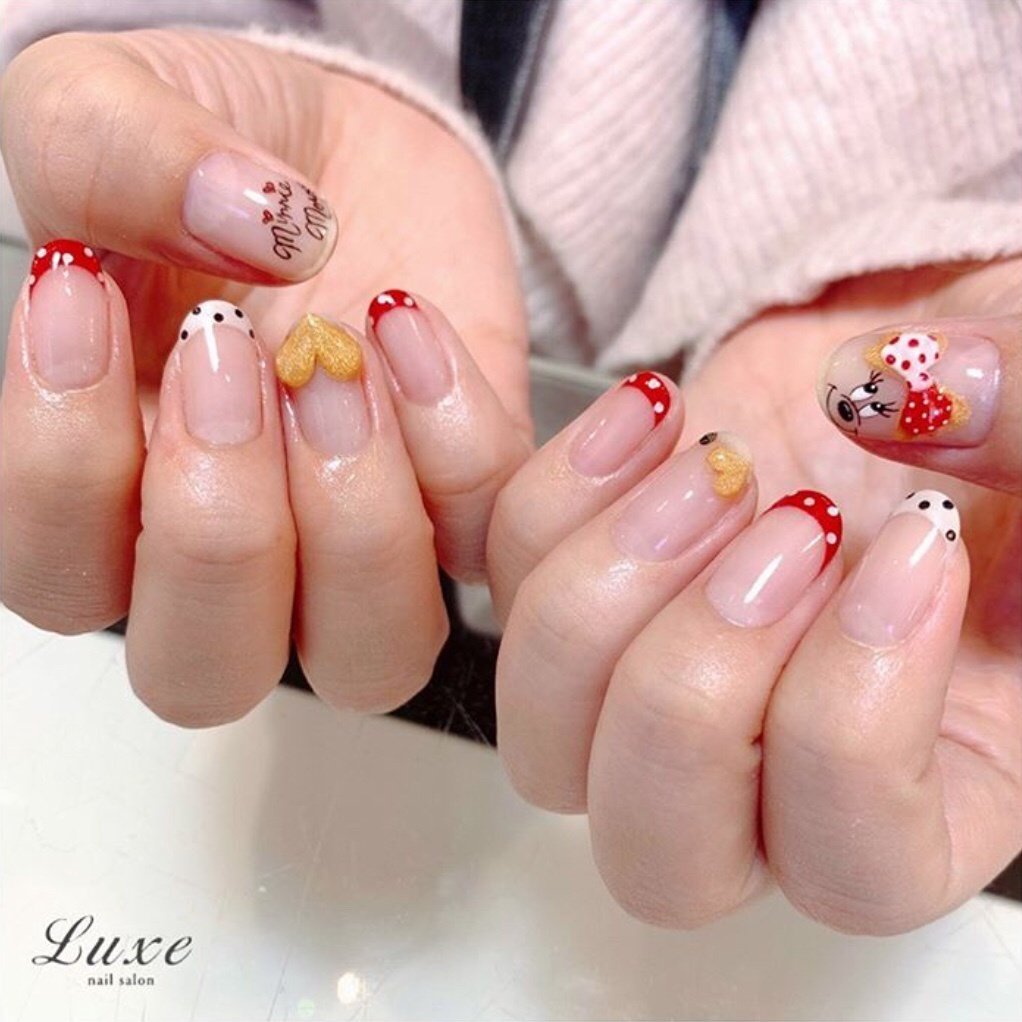 オールシーズン リゾート フレンチ キャラクター リボン Nailsalonluxe Ginzaのネイルデザイン No 5093880 ネイル ブック