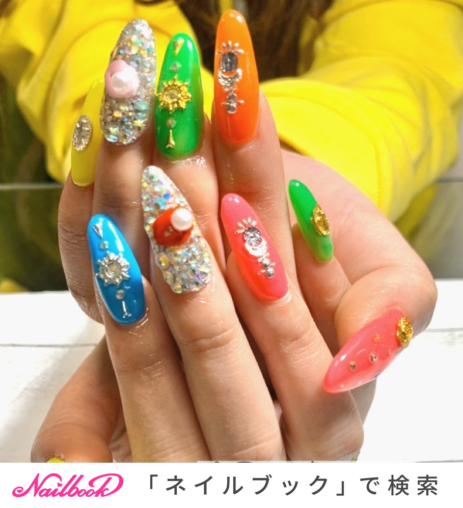夏 オールシーズン 海 ハンド ネオンカラー Nailのネイルデザイン No ネイルブック