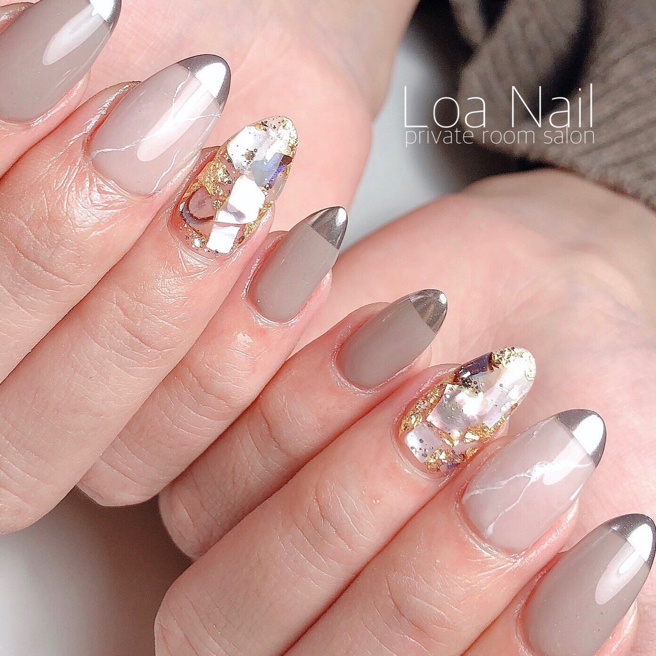 春 冬 オールシーズン シェル 大理石 Loa Nailのネイルデザイン No ネイルブック