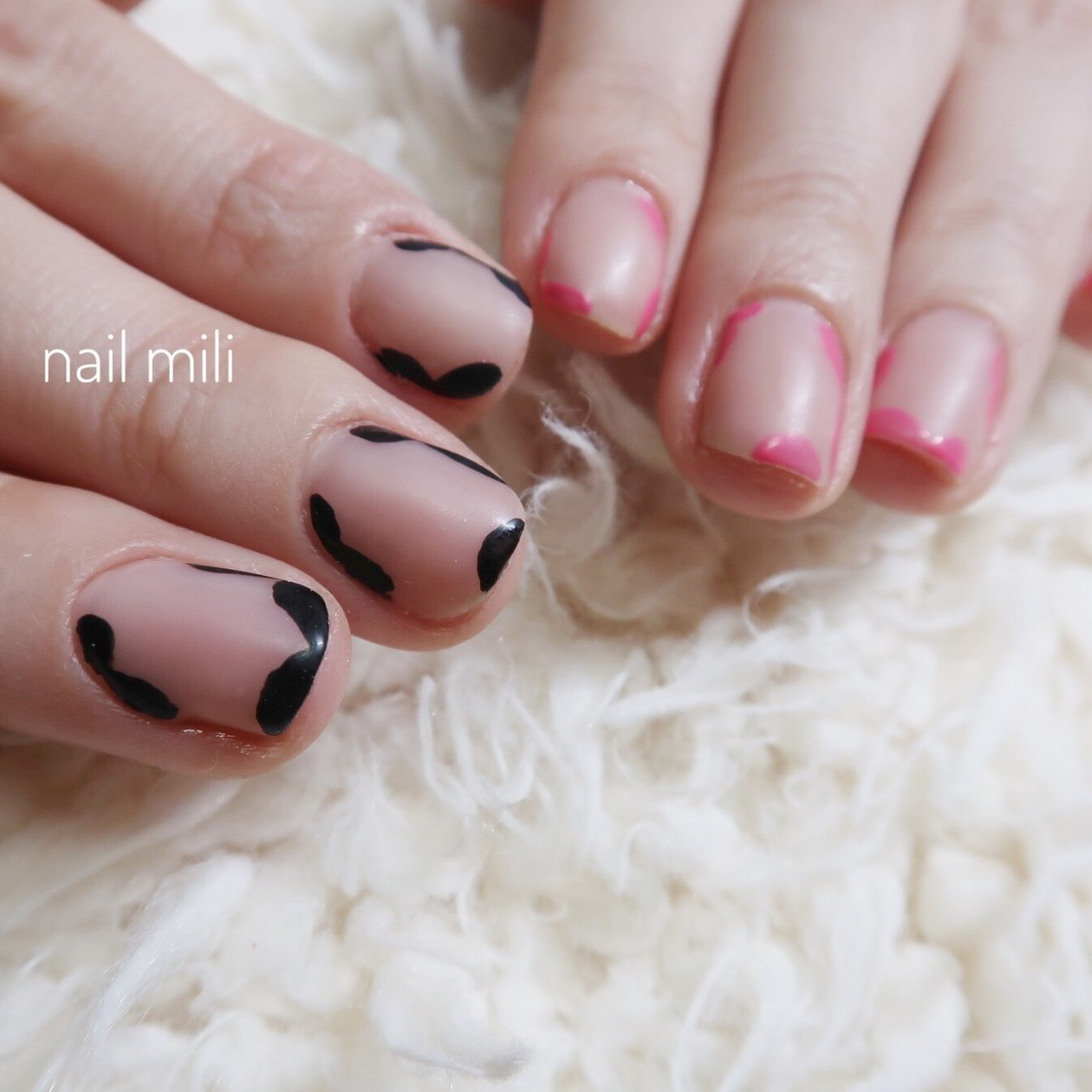 春 冬 ハンド 変形フレンチ マット Nail Miliのネイルデザイン No ネイルブック