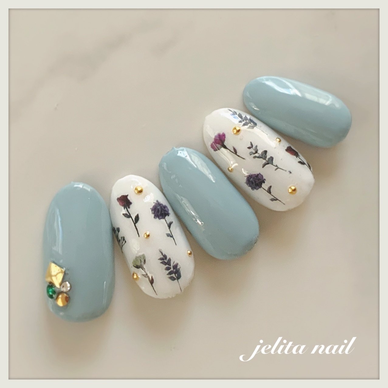 春 フラワー 水色 Jelita Nail 麻生理香子のネイルデザイン No ネイルブック