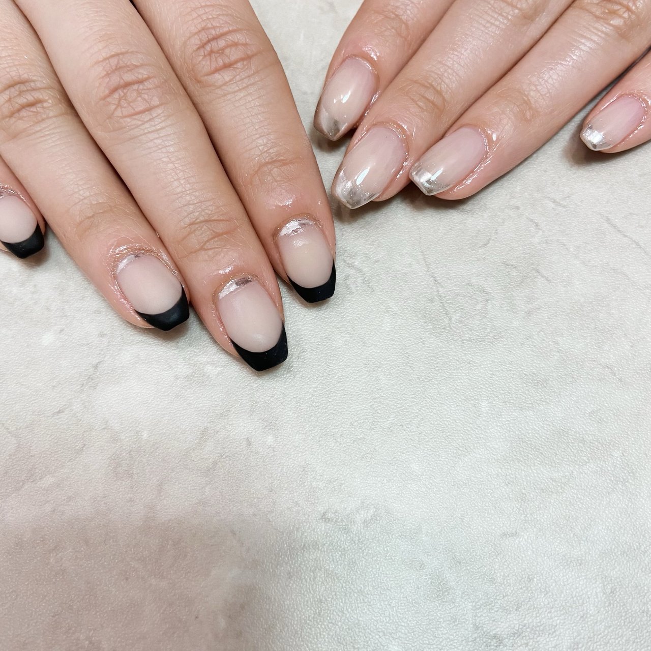 ハンド フレンチ マット ミラー ベージュ La Nailのネイルデザイン No ネイルブック