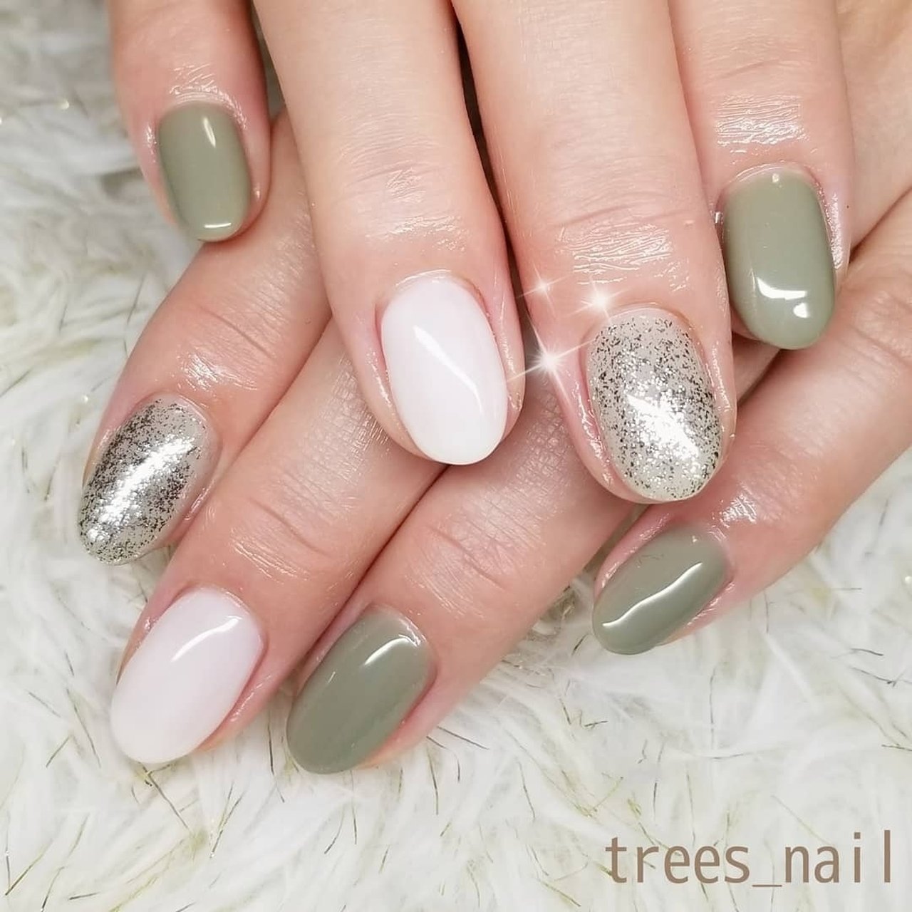 春 秋 オールシーズン ハンド ホワイト Trees Nailのネイルデザイン No ネイルブック