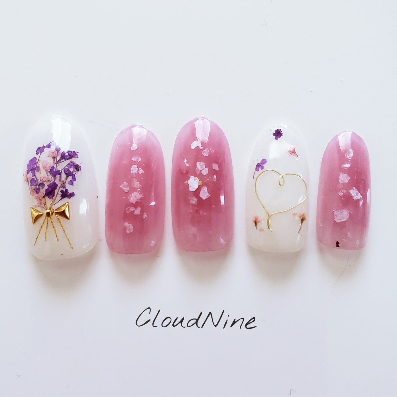 春 ハンド チーク 押し花 ワイヤー Cloudnineのネイルデザイン No ネイルブック