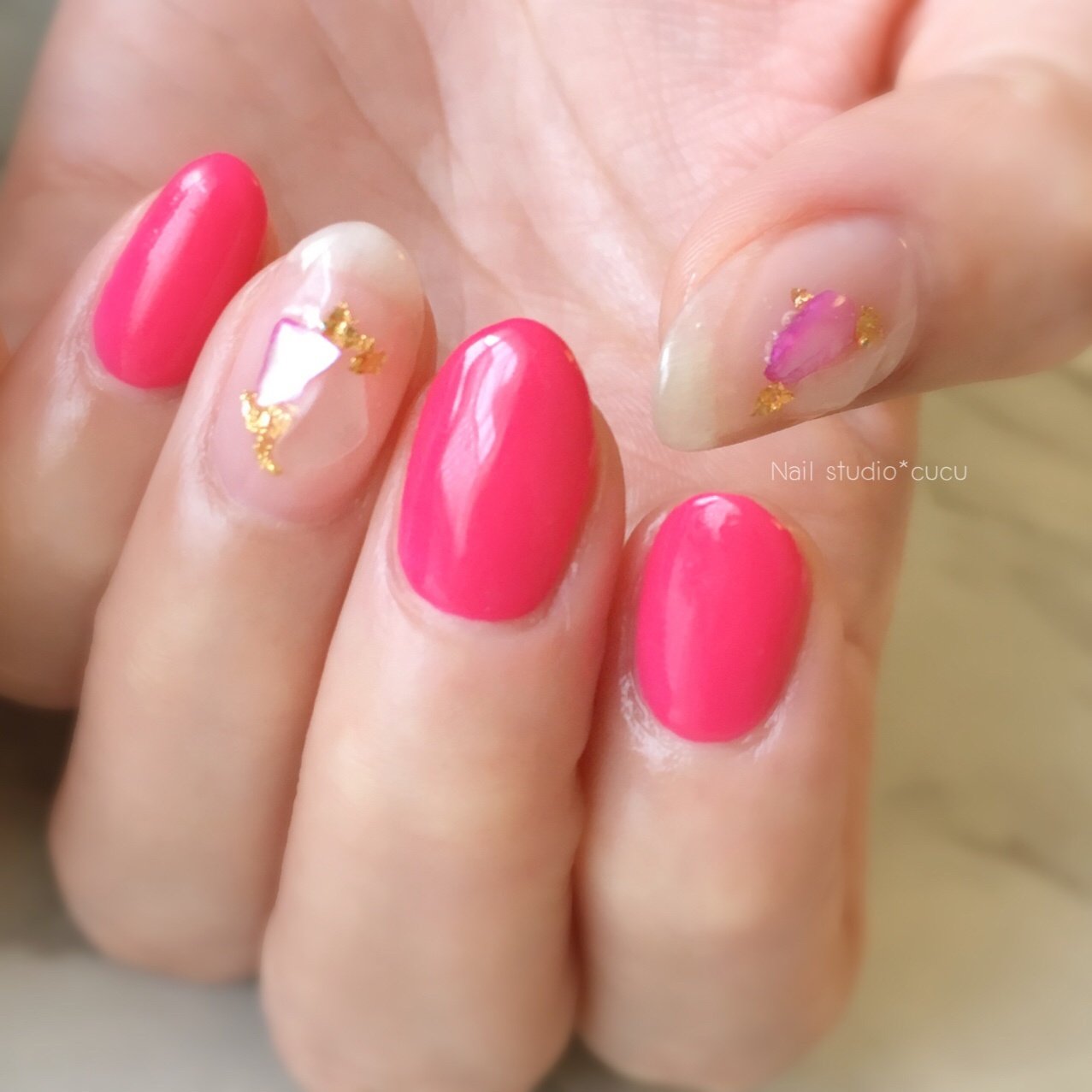 ハンド シンプル シェル ショート ピンク Nail Studio Cucuのネイルデザイン No ネイルブック