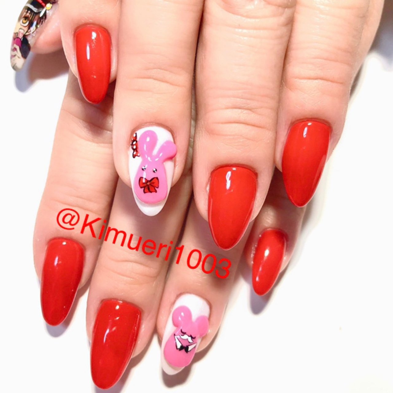 ハンド/痛ネイル/ロング/レッド/スカルプチュア - Kimueri1003のネイル